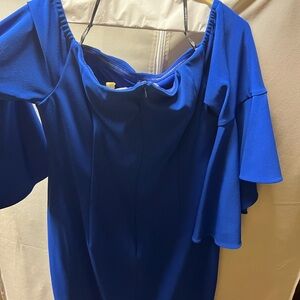 Blue Calvin Klein knee length dress size 10 off the shoulder dress